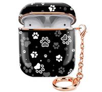 ZEKICE Airpod 1&2 Case Cute Airpod 2nd 1st Generation Cover Protective Shockproof Hard Cover Shell with Rose Gold Keychain Buds Case for Girl Women Men (Dog Paw Print and Star)