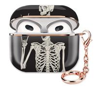 ZEKICE Airpod 3 Case Compatible with Airpods 3rd Generation Cover Protective Shockproof Hard Cover Shell with Rose Gold Keychain Buds Case for Girl Women Men (Cute Skull)