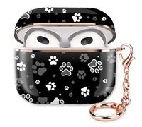 ZEKICE Airpod 3 Case Cute Airpods 3rd Generation Cover Protective Shockproof Hard Cover Shell with Rose Gold Keychain Buds Case for Girl Women Men (Dog Paw Print and Star)