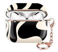 ZEKICE Compatible with AirPod Pro 2nd/1st Generation Case Cover Protective Shockproof Hard Cover Shell with Rose Gold Keychain, Case for Girl Women Men (Beige)