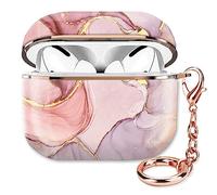 ZEKICE Compatible with AirPod Pro 2nd/1st Generation Case Cover Protective Shockproof Hard Cover Shell with Rose Gold Keychain, Case for Girl Women Men (Marble Pretty Pink)