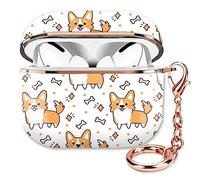 ZEKICE Compatible with AirPod Pro 2nd/1st Generation Case Cover Protective Shockproof Hard Cover Shell with Rose Gold Keychain, Case for Girl Women Men (Puppy Corgi Dog)