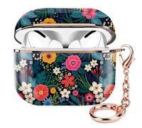 ZEKICE Compatible with AirPod Pro 2nd/1st Generation Case Cover Protective Shockproof Hard Cover Shell with Rose Gold Keychain, Case for Girl Women Men (Cute Boho Flower)