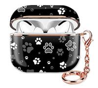 ZEKICE Compatible with AirPod Pro 2nd/1st Generation Case Cover Protective Shockproof Hard Cover Shell with Rose Gold Keychain, Case for Girl Women Men (Dog Paw Print and Star)