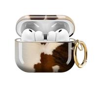 ZEKICE for AirPods Pro 3 Case, Compatible with AirPods Pro 3rd Generation Case (2025), Shockproof Protective Cover with Golden Carabine (Brown Cowhide Skin)