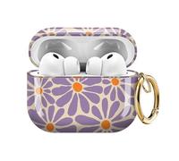 ZEKICE for AirPods Pro 3 Case, Compatible with AirPods Pro 3rd Generation Case (2025), Shockproof Protective Cover with Golden Carabine (Purple Daisy Flowers)