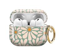 ZEKICE for AirPods Pro 3 Case, Compatible with AirPods Pro 3rd Generation Case (2025), Shockproof Protective Cover with Golden Carabine (Green Daisy Flowers)