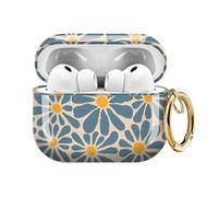 ZEKICE for AirPods Pro 3 Case, Compatible with AirPods Pro 3rd Generation Case (2025), Shockproof Protective Cover with Golden Carabine (Blue Daisy Flowers)