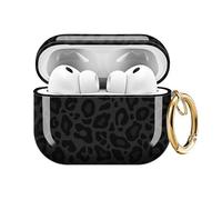 ZEKICE for AirPods Pro 3 Case, Compatible with AirPods Pro 3rd Generation Case (2025), Shockproof Protective Cover with Golden Carabine (Grey and Black Leopard)
