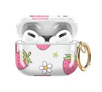 ZEKICE for AirPods Pro 3 Generation Case, Clear Flower AirPods Pro 2 Case for Women Girly Cute Soft AirPod Pro 3 Cover with Keychain Strap for AirPod Pro 3 Cover 2025 Cute Strawberry Flower