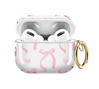 ZEKICE for AirPods Pro 3 Generation Case, Clear Flower AirPods Pro 2 Case for Women Girly Cute Soft AirPod Pro 3 Cover with Keychain Strap for AirPod Pro 3 Cover 2025 Cute Pink Bow tie Heart