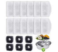 ZEKIRY 12 Pack Cat Water Fountain Filters, Compatible with ORSDA D60 100oz/3L Stainless Steel Pet Fountain, Carbon Replacement Filter with 6 Pump Filters