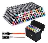 Zekkai 80 Colours Black Twin Markers Broad and Fine Point Tip Graphic Marker Pen, Architecture Design for Drawing Coloring Highlighting and Underlining Marker Pen & Carry Bag
