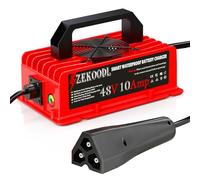 ZEKOODL 48 Volt Golf Cart Battery Charger for EZGO,10 Amp Trickle Charge Golf Cart Charger 110-240V,16FT Cable, 5-8 Hours Full Charge Portable Golf Cart Charger for Lead Acid Battery,AGM,Gel