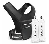 ZelaFit® Running Vest Phone Holder with 2 x 500ml Soft Flasks - Reflective, Adjustable, Ultra-Lightweight Running Vest with Waterproof Phone Pouch & Leakproof Collapsible Bottles