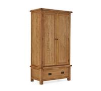 Zelah Oak Double Wardrobe With Drawer - By Roseland Furniture