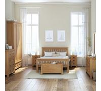Zelah Oak Slatted 5Ft King Size Bed Frame With Headboard & Footboard - By Roseland Furniture