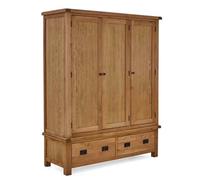 Zelah Oak Triple Wardrobe With Drawers - By Roseland Furniture