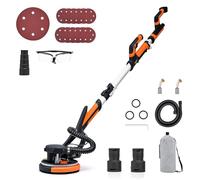 ZELCAN Drywall Sander, Electric Drywall Sander with Vacuum Auto Dust Collection, 7 Variable Speed 900-1800RPM Power Wall Sanding Machine with 12 Pcs Sanding Discs, LED Light, Extension Handle(850W)