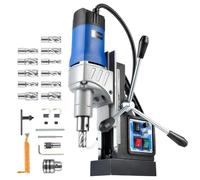 ZELCAN Mag Drill Press 1550W, Portable Magnetic Press with 11 Drill Bits 50 mm Boring Diameter, 0-580 RPM Stepless Speed & Reversible Direction, 13000N Drilling Machine for Metal Surface