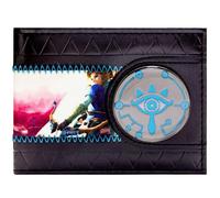 Zelda Breath of The Wild Blue Sheikah Eye Emblem Wallet Bi-Fold ID & Card Holder, Black