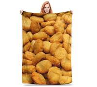 Zeleda Chicken Nuggets Blanket, Flannel Crispy Chicken Nuggets Throw Blanket, 60" x 50", Yellow-Orange, Soft, Warm, Cozy, Kids, Teen, Adults