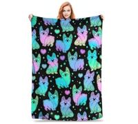 Zeleda Corgi Blanket - 60" x 50" Flannel Cute Dog Throw Blanket for Kids & Adults, Soft, Warm & Lightweight, Cozy Corgi Decor