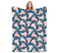 Zeleda Cute Axolotl Blanket for Girls Boys Cute Kids Throw Blue Blankets, Soft Plush Fleece Flannel All Season for Couch Bed Sofa Boy's Room 50x40 Inch Birthday Decorations Christmas Decor Couch Sofa