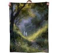 Zeleda Cute Ghost Blanket, Gifts for Fantasy and Holiday Lovers, Lightweight Flannel Throw Blankets, Whimsical Forest Path with Gothic Throws Home Decor, for Couch Living Room Office, 60x50inch