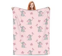 Zeleda Elephant Blanket for Women Kids Boys Girls - 60" x 50" Pink Flannel Elephant Butterfly Throw Blanket