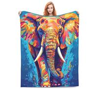 Zeleda Elephant Blanket Gifts for Kids Elephants Animal Pop Art Throws Soft Lightweight Plush Quilt for Sofa Couch Living Room Bed Camping Travel 60"x50" White Elephant Decor for Adults Colorful