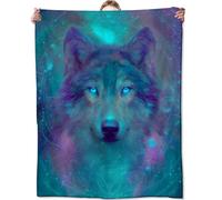 Zeleda Fantasy Wolf Blanket, Mystical Animal and Galaxy Blankts, Gifts for Adults Kids, Home Dorm Cabin Pet Area Picnic and Travel Decor, Soft Cozy Lightweight Flannel Throw,50"x60"