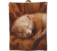 Zeleda Ferret Fleece Throw Blanket for Bed, Sofa, Travel and Camping - Super Soft Cozy Flannel Plush for All Seasons - Ferret Decor Gift for Adults and Kids 80"60"
