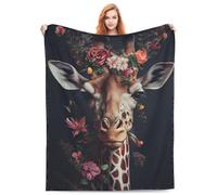 Zeleda Flower Giraffe Gifts Blanket Fleece Throw Floral Little Giraffe Animal Leaf Print Women Girls Soft Lightweight 50'' x 60'' Bedroom Birthday Decor Christmas Decor Travel All Season Abstract