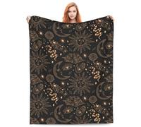 Zeleda Golden Moon and Sun Throw Blanket - Magical Element Planet Cloud Throws - Adult Modern Gift for Hippie Lovers - 60"x50"