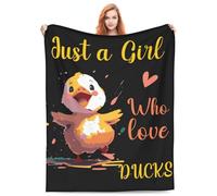 Zeleda Just Girl Loves Ducks Blanket Soft Blankets and Throws Flannel Cozy Lightweight Quilt Gift Perfect for Couch Sofa Couch Living Room Travel 80"x 60" Duck Gift for Kids Adults Black Background