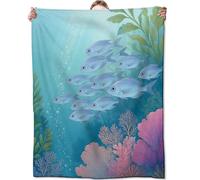 Zeleda Ocean Fish Blanket, Colorful Coral Reef Blankts, Gifts for Adults and Nature Lovers, Home Dorm Cabin Pet Area Picnic and Travel Decor, Soft Cozy Lightweight Flannel Throw,50"x60"