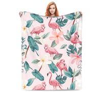 Zeleda Pink Flamingo Blanket 50''x40'' Cute Flower Throw Blanket for Women Girls Lightweight Soft Plush for Crib Couch Travel Gifts for Flamingo Lovers Birthday Decorations Christmas Decor Abstract
