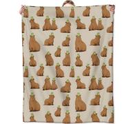 Zeleda Playful Capybara Fleece Blanket, Soft Throw with Cute Animal and Frog, Lightweight Cozy Blankets for All Seasons, Cartoon Nature Home Decor and Gifts for Aldults Women, 50x60 Inch
