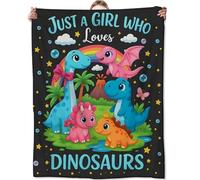 Zeleda Playful Dinosaur Blanket 60x80 Inch Colorful Cartoon Animal Throw Soft Cozy Flannel Blankets Practical Decorative Throws for Couch Travel Picnic Thoughtful Gifts for Kids Girls Dino Lovers