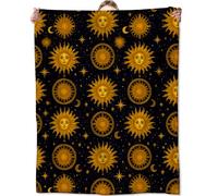 Zeleda Sun and Moon Fleece Blanket, Soft Throw with Celestial Star and Face, Lightweight Cozy Blankets for All Seasons, Mystical Home Decor and Gifts for Adults and Cosmic Lovers, 60x80 Inch