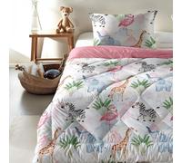 Zelesta Kiddybed Washable All-Season Kids Duvet with Fixed Cover - Hypoallergenic, Quick-Dry, Machine Washable, Lightweight & Breathable - Free Pillowcase Included (Colourful Animals)