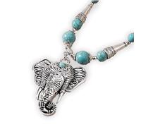 Zelica Elephant Necklace Pendant, Turquoise for Women - Ethnic Chunky Statement Jewelry - Western Style Boho style, vintage Navajo Aztec Bohemian Boho Jewelry Elephant Necklace