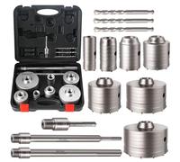 Zeliceka 17PCS Concrete Hole Saw Kit with SDS Plus & Max Shank, Kit Size 30-110MM, Concrete, Brick, Stone Hole Saw Set