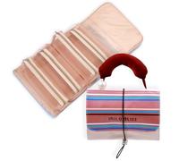 ZELICONTU Striped Foldable Makeup Bag Travel Toiletries Organizer, 4-in-1 Detachable Multi-Compartment Cosmetic Bag For Women Travelers - Portable Toiletries Travel Bag & Makeup Organizer, carneose