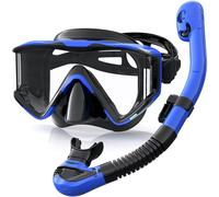 Zeligerstar Snorkel Set Adults, 3 Window Panoramic View Snorkel Mask Anti-Fog, Leak-Proof Scuba Diving Mask with Mesh Bag, Dry Top Mask and Snorkel Set for Adult and Teen