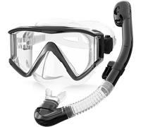 Zeligerstar Snorkel Set Adults, 3 Window Panoramic View Snorkel Mask Anti-Fog, Leak-Proof Scuba Diving Mask with Mesh Bag, Dry Top Mask and Snorkel Set for Adult and Teen