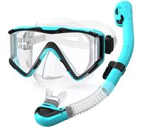 Zeligerstar Snorkel Set Adults, 3 Window Panoramic View Snorkel Mask Anti-Fog, Leak-Proof Scuba Diving Mask with Mesh Bag, Dry Top Mask and Snorkel Set for Adult and Teen
