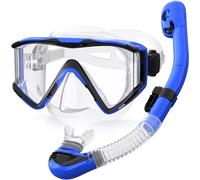 Zeligerstar Snorkel Set Adults, 3 Window Panoramic View Snorkel Mask Anti-Fog, Leak-Proof Scuba Diving Mask with Mesh Bag, Dry Top Mask and Snorkel Set for Adult and Teen
