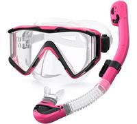 Zeligerstar Snorkel Set Adults, 3 Window Panoramic View Snorkel Mask Anti-Fog, Leak-Proof Scuba Diving Mask with Mesh Bag, Dry Top Mask and Snorkel Set for Adult and Teen